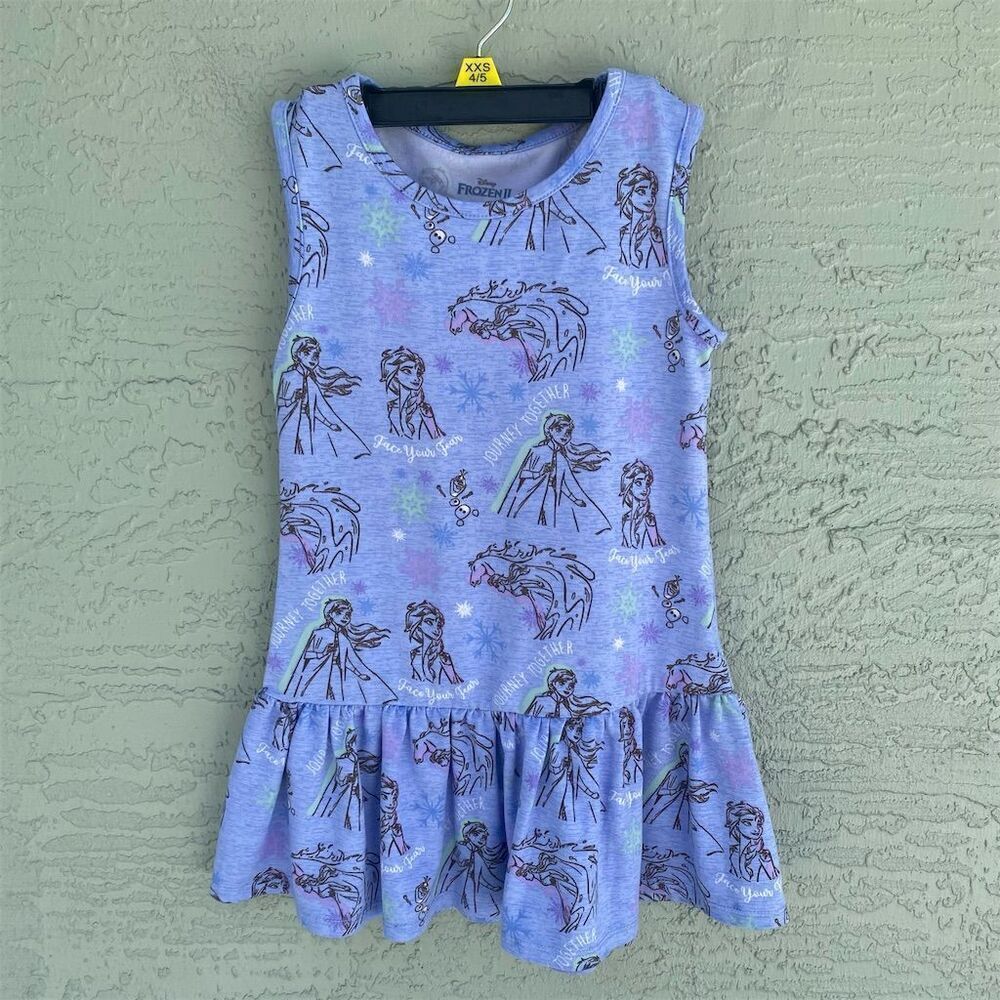 Disney Frozen II Elsa Dress Girls XS 4/5 Knee Length Party Sleeveless